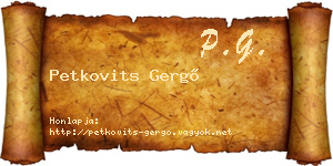 Petkovits Gergő névjegykártya